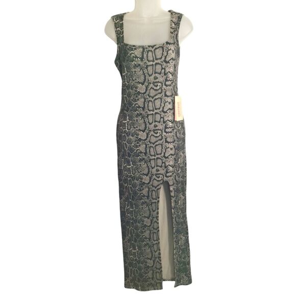 J For Justify Womens Maxi Dress Sleeveless Snake Print Sexy Fun Metal Cowboy Med - Picture 1 of 12